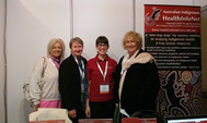 Julie Nicholson, Joanne Moore and Roxanne Hutchinson from Derby Aboriginal Health Service, with Miranda Poynton from the HealthInfoNet, at the Australian Practice Nurses Association (APNA) conference, Pullman Hotel, Albert Park, Melbourne, Friday 3 May 2013