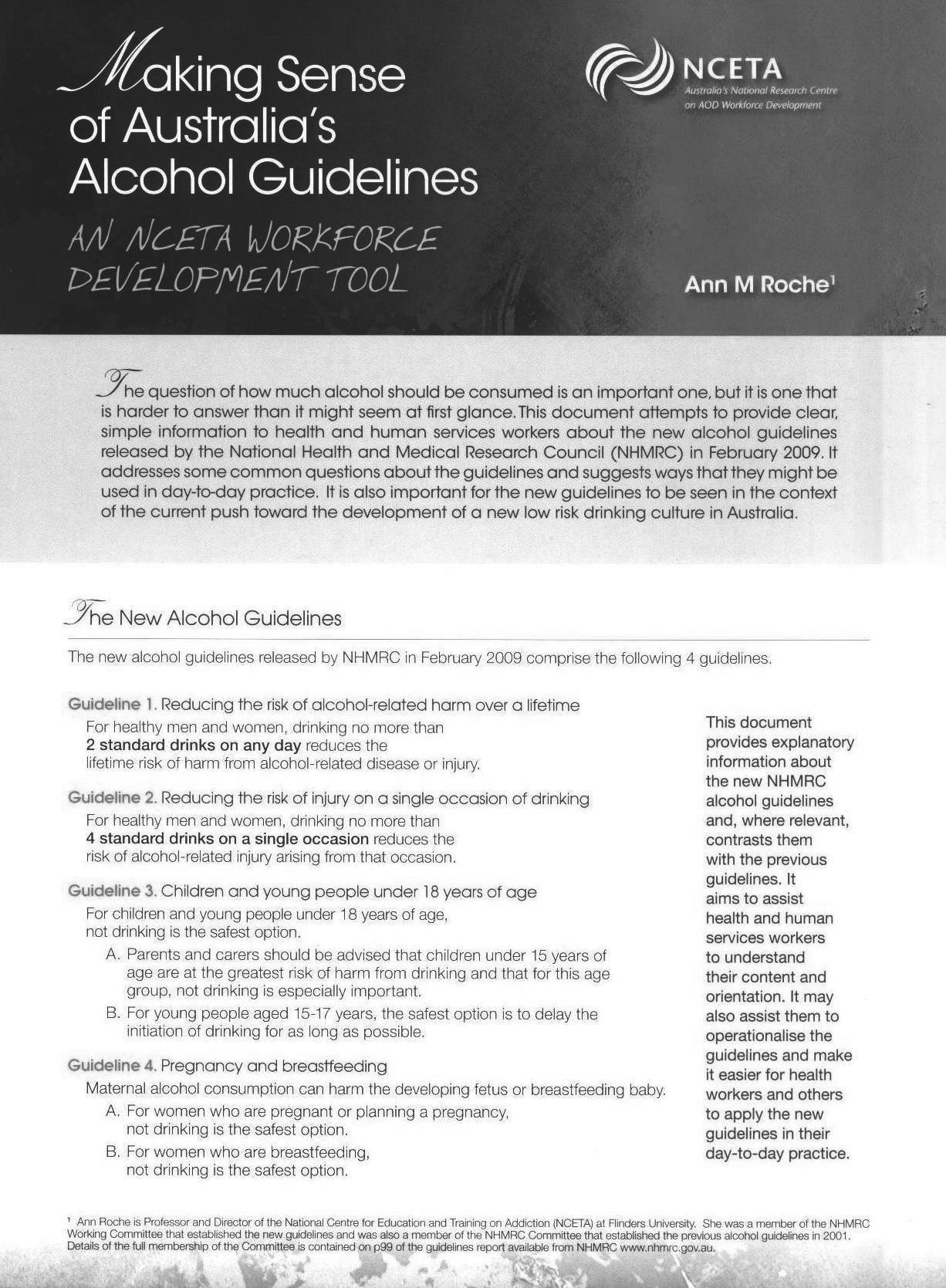 Making sense of Australia's alcohol guidelines Making sense of Australia's alcohol guidelines